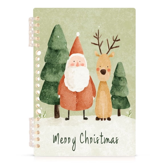 Notebook 8.3x5.7x0.4 Inch Journey Note Diary Hardcover Notebook 60 Pages,80g Paper Writing Smooth and Not Easy to Break Cartoon Lovely Santa Claus