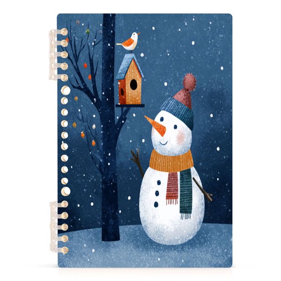Notebook 8.3x5.7x0.4 Inch Journey Note Diary Hardcover Notebook 60 Pages,80g Paper Writing Smooth and Not Easy to Break Christmas Snowmen and Bird