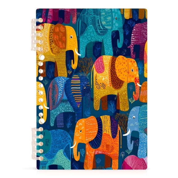 Notebook 8.3x5.7x0.4 Inch Journey Note Diary Hardcover Notebook 60 Pages,80g Paper Writing Smooth and Not Easy to Break Colorful Elephant Cartoon