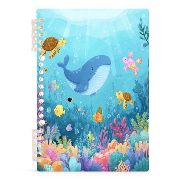Notebook 8.3x5.7x0.4 Inch Journey Note Diary Hardcover Notebook 60 Pages,80g Paper Writing Smooth and Not Easy to Break Colorful Sea Turtle Fish