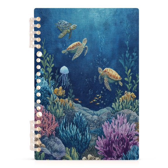 Notebook 8.3x5.7x0.4 Inch Journey Note Diary Hardcover Notebook 60 Pages,80g Paper Writing Smooth and Not Easy to Break Coral Reef Turtle