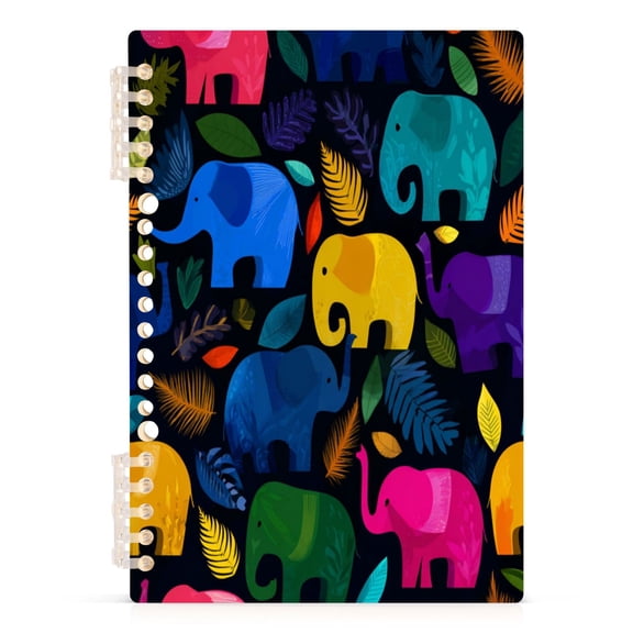 Notebook 8.3x5.7x0.4 Inch Journey Note Diary Hardcover Notebook 60 Pages,80g Paper Writing Smooth and Not Easy to Break Cute Colorful Elephant