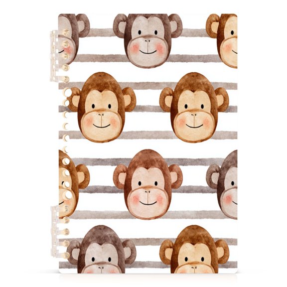 Notebook 8.3x5.7x0.4 Inch Journey Note Diary Hardcover Notebook 60 Pages,80g Paper Writing Smooth and Not Easy to Break Cute Monkey Faces Backdrop