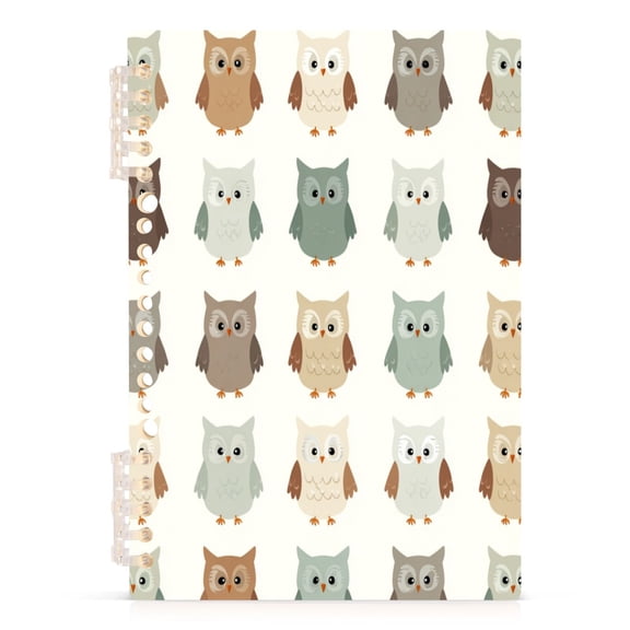 Notebook 8.3x5.7x0.4 Inch Journey Note Diary Hardcover Notebook 60 Pages,80g Paper Writing Smooth and Not Easy to Break Cute Owl Repeat Pattern
