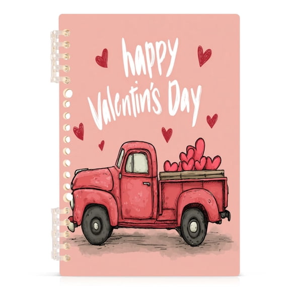 Notebook 8.3x5.7x0.4 Inch Journey Note Diary Hardcover Notebook 60 Pages,80g Paper Writing Smooth and Not Easy to Break Cute Red Truck