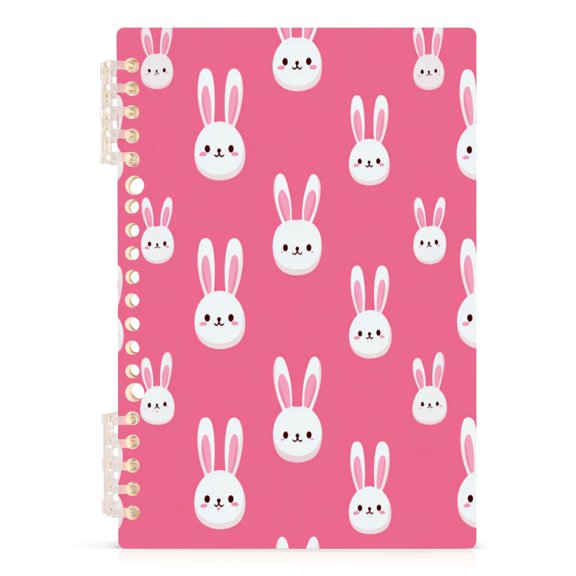 Notebook 8.3x5.7x0.4 Inch Journey Note Diary Hardcover Notebook 60 Pages,80g Paper Writing Smooth and Not Easy to Break Cute White Rabbits