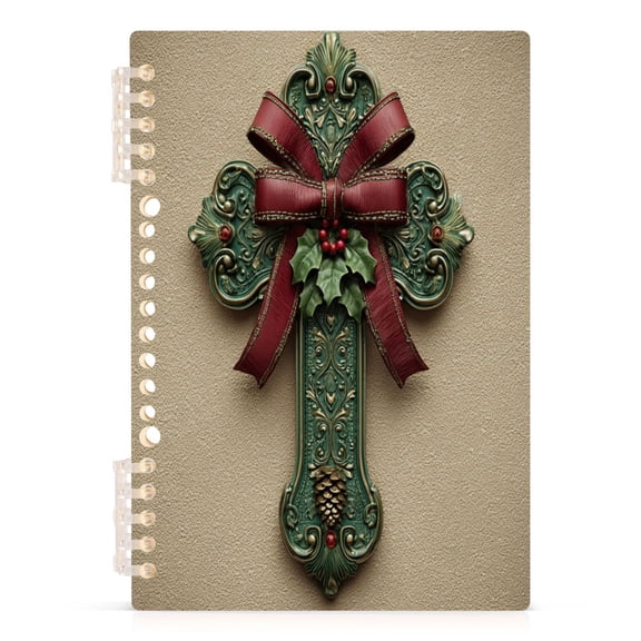 Notebook 8.3x5.7x0.4 Inch Journey Note Diary Hardcover Notebook 60 Pages,80g Paper Writing Smooth and Not Easy to Break Green Christmas Cross