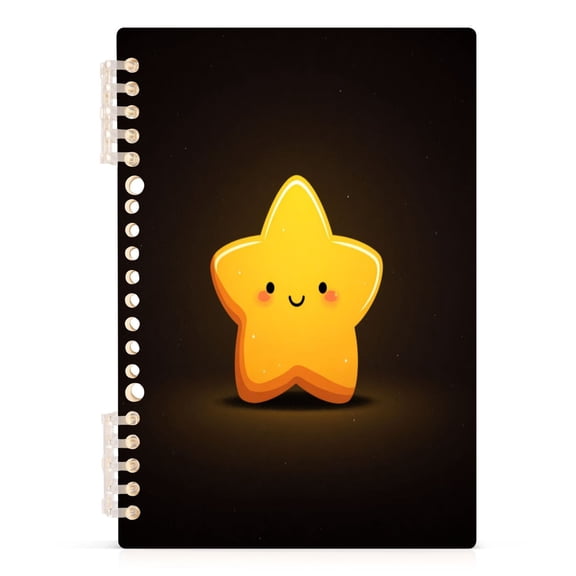 Notebook 8.3x5.7x0.4 Inch Journey Note Diary Hardcover Notebook 60 Pages,80g Paper Writing Smooth and Not Easy to Break Happy Smiling Star Design