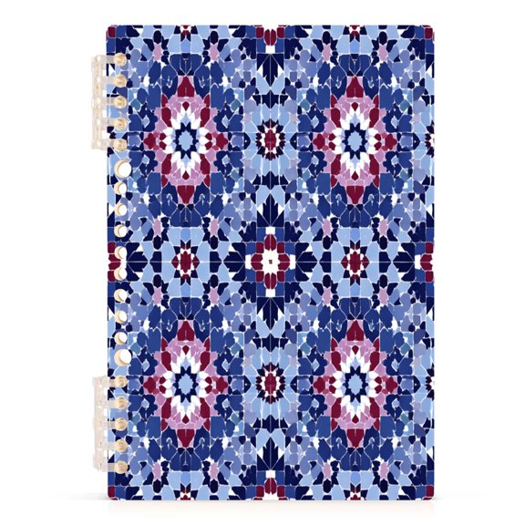 Notebook 8.3x5.7x0.4 Inch Journey Note Diary Hardcover Notebook 60 Pages,80g Paper Writing Smooth and Not Easy to Break Indigo Tile Ruby Accents