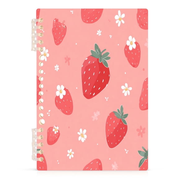 Notebook 8.3x5.7x0.4 Inch Journey Note Diary Hardcover Notebook 60 Pages,80g Paper Writing Smooth and Not Easy to Break Juicy Pink Strawberry Motif