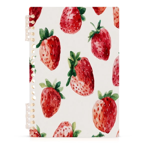Notebook 8.3x5.7x0.4 Inch Journey Note Diary Hardcover Notebook 60 Pages,80g Paper Writing Smooth and Not Easy to Break Juicy Strawberry Red Pattern