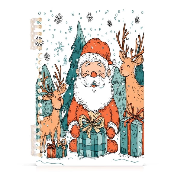 Notebook 8.3x5.7x0.4 Inch Journey Note Diary Hardcover Notebook 60 Pages,80g Paper Writing Smooth and Not Easy to Break Lovely Cartoon Santa Claus