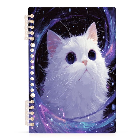 Notebook 8.3x5.7x0.4 Inch Journey Note Diary Hardcover Notebook 60 Pages,80g Paper Writing Smooth and Not Easy to Break Lovely Purple Cat