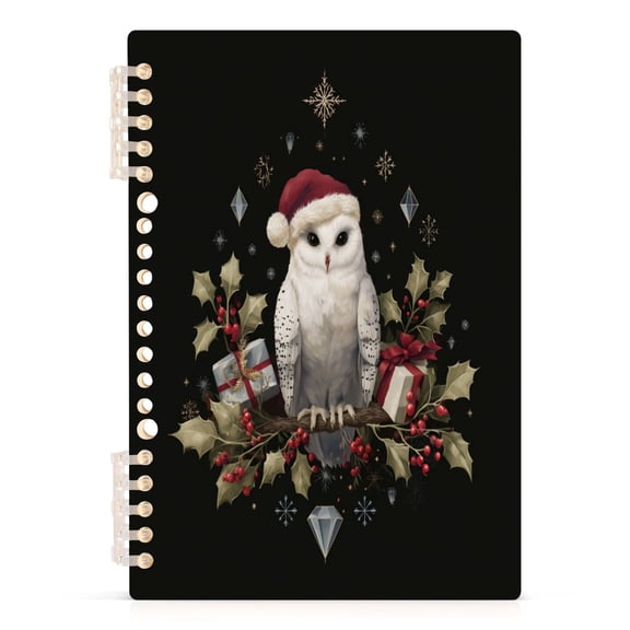 Notebook 8.3x5.7x0.4 Inch Journey Note Diary Hardcover Notebook 60 Pages,80g Paper Writing Smooth and Not Easy to Break Magical Christmas Black Owl