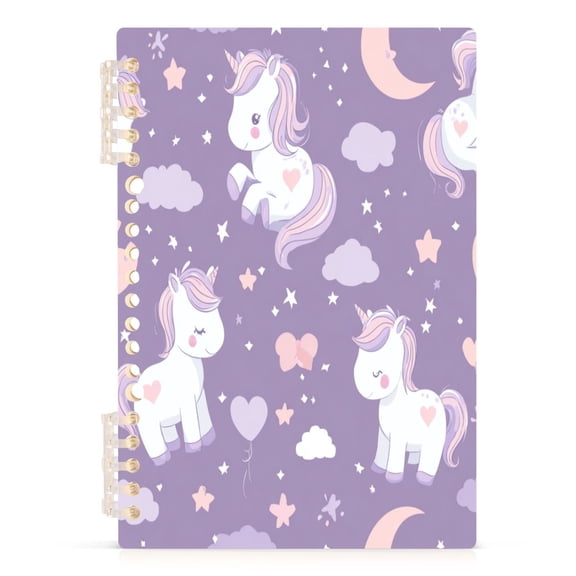 Notebook 8.3x5.7x0.4 Inch Journey Note Diary Hardcover Notebook 60 Pages,80g Paper Writing Smooth and Not Easy to Break Magical Unicorn and Moon