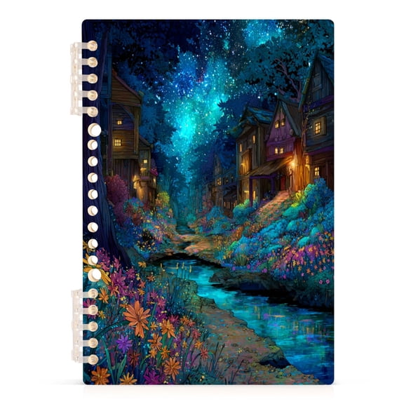 Notebook 8.3x5.7x0.4 Inch Journey Note Diary Hardcover Notebook 60 Pages,80g Paper Writing Smooth and Not Easy to Break Neon Glow Forest Path