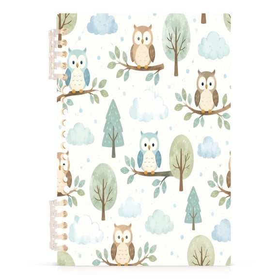Notebook 8.3x5.7x0.4 Inch Journey Note Diary Hardcover Notebook 60 Pages,80g Paper Writing Smooth and Not Easy to Break Owl Forest Whimsy