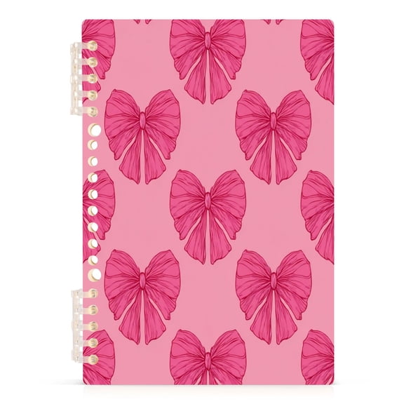 Notebook 8.3x5.7x0.4 Inch Journey Note Diary Hardcover Notebook 60 Pages,80g Paper Writing Smooth and Not Easy to Break Pink Bow Cute