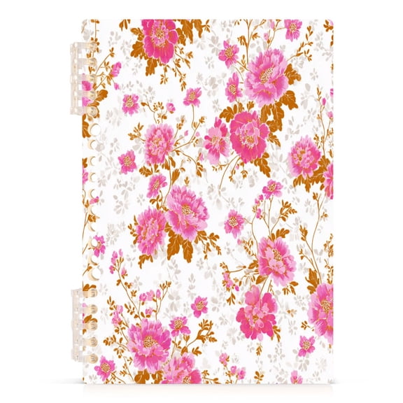 Notebook 8.3x5.7x0.4 Inch Journey Note Diary Hardcover Notebook 60 Pages,80g Paper Writing Smooth and Not Easy to Break Pink Gold Floral Pattern