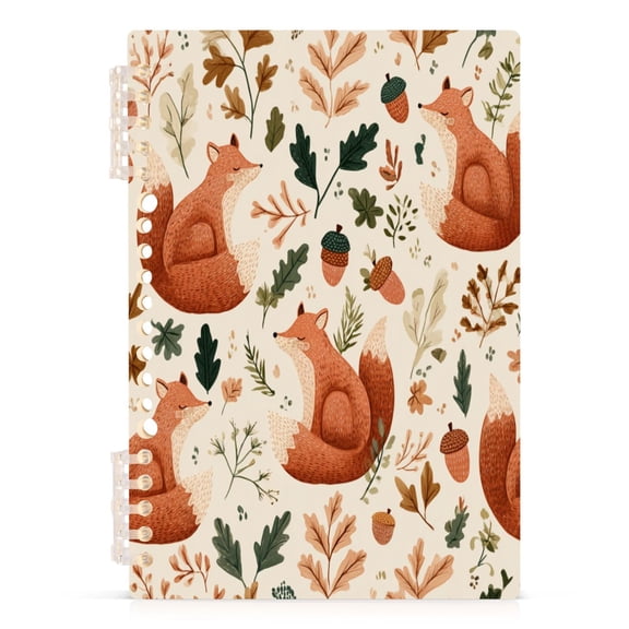 Notebook 8.3x5.7x0.4 Inch Journey Note Diary Hardcover Notebook 60 Pages,80g Paper Writing Smooth and Not Easy to Break Playful Foxes Red Acorns