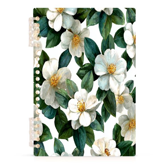 Notebook 8.3x5.7x0.4 Inch Journey Note Diary Hardcover Notebook 60 Pages,80g Paper Writing Smooth and Not Easy to Break Pure Camellia Flower Pattern