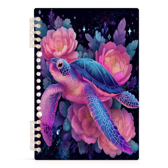Notebook 8.3x5.7x0.4 Inch Journey Note Diary Hardcover Notebook 60 Pages,80g Paper Writing Smooth and Not Easy to Break Purple Beautiful Turtle