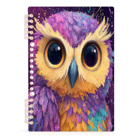 Notebook 8.3x5.7x0.4 Inch Journey Note Diary Hardcover Notebook 60 Pages,80g Paper Writing Smooth and Not Easy to Break Purple Owl