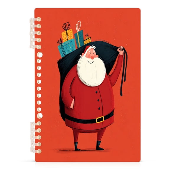 Notebook 8.3x5.7x0.4 Inch Journey Note Diary Hardcover Notebook 60 Pages,80g Paper Writing Smooth and Not Easy to Break Red Cartoon Santa Claus