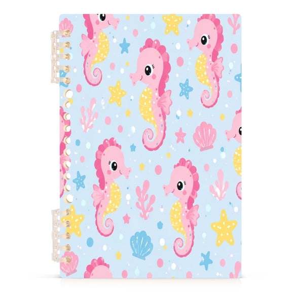 Notebook 8.3x5.7x0.4 Inch Journey Note Diary Hardcover Notebook 60 Pages,80g Paper Writing Smooth and Not Easy to Break Seahorse Pink Ocean