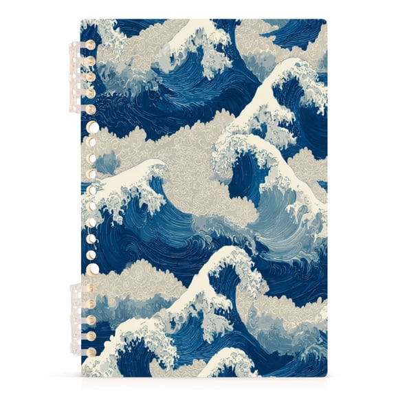 Notebook 8.3x5.7x0.4 Inch Journey Note Diary Hardcover Notebook 60 Pages,80g Paper Writing Smooth and Not Easy to Break Seamless Ocean Waves