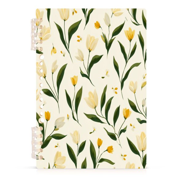 Notebook 8.3x5.7x0.4 Inch Journey Note Diary Hardcover Notebook 60 Pages,80g Paper Writing Smooth and Not Easy to Break Simple Tulip Jasmine Pattern