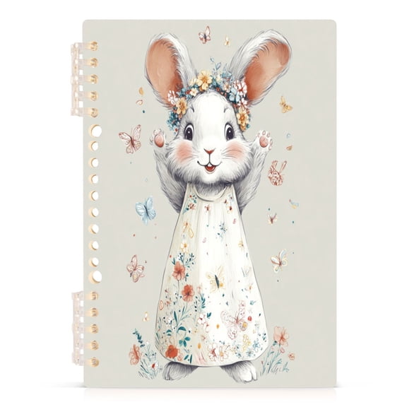 Notebook 8.3x5.7x0.4 Inch Journey Note Diary Hardcover Notebook 60 Pages,80g Paper Writing Smooth and Not Easy to Break Smiling White Rabbit
