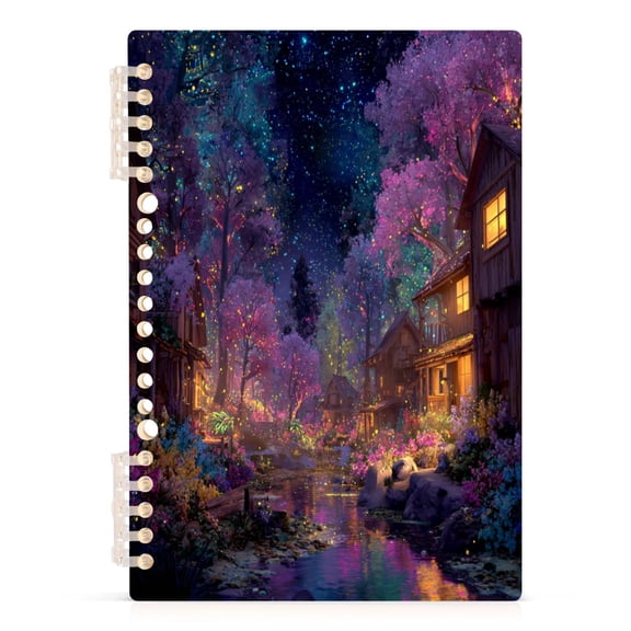 Notebook 8.3x5.7x0.4 Inch Journey Note Diary Hardcover Notebook 60 Pages,80g Paper Writing Smooth and Not Easy to Break Starry Neon Flower Trail