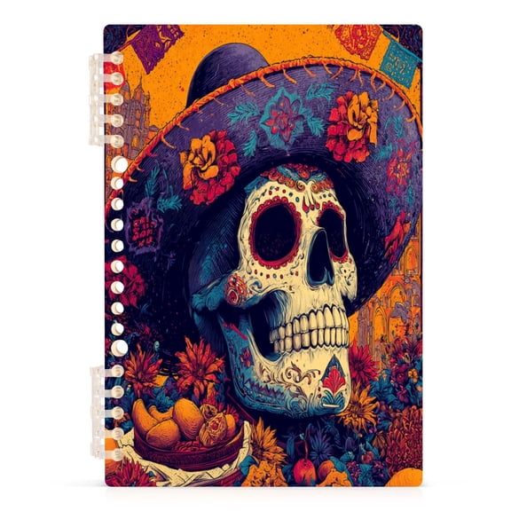 Notebook 8.3x5.7x0.4 Inch Journey Note Diary Hardcover Notebook 60 Pages,80g Paper Writing Smooth and Not Easy to Break Sugar Skull Colorful
