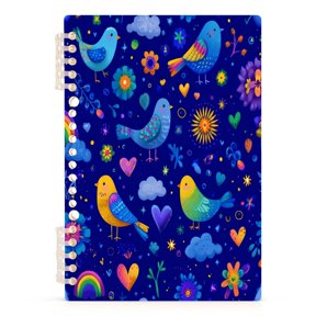 Notebook 8.3x5.7x0.4 Inch Journey Note Diary Hardcover Notebook 60 Pages,80g Paper Writing Smooth and Not Easy to Break Vibrant Bird Flight Pattern