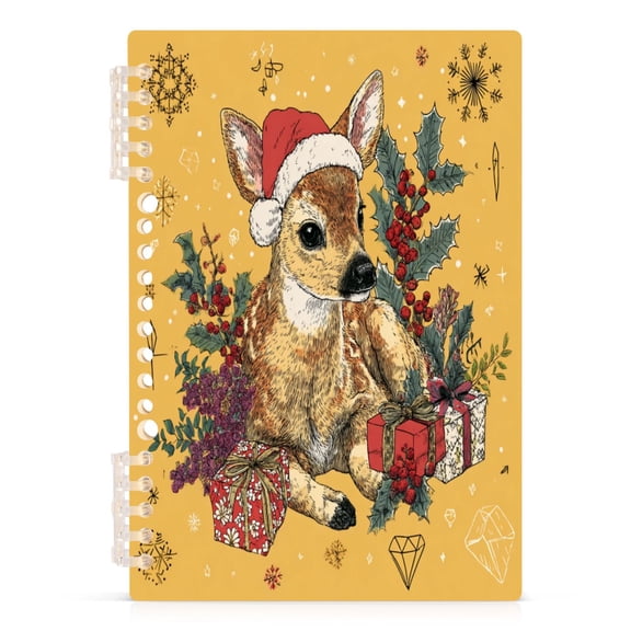 Notebook 8.3x5.7x0.4 Inch Journey Note Diary Hardcover Notebook 60 Pages,80g Paper Writing Smooth and Not Easy to Break Warm Christmas Cute Deer