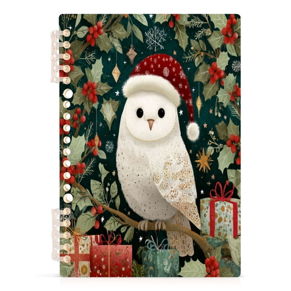 Notebook 8.3x5.7x0.4 Inch Journey Note Diary Hardcover Notebook 60 Pages,80g Paper Writing Smooth and Not Easy to Break Warm Christmas Owl