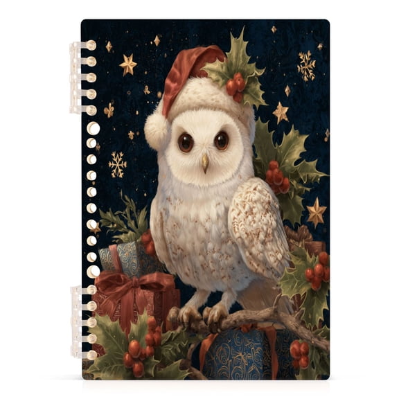 Notebook 8.3x5.7x0.4 Inch Journey Note Diary Hardcover Notebook 60 Pages,80g Paper Writing Smooth and Not Easy to Break Warm Cute Christmas Owl