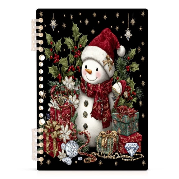 Notebook 8.3x5.7x0.4 Inch Journey Note Diary Hardcover Notebook 60 Pages,80g Paper Writing Smooth and Not Easy to Break Warm Cute Christmas Snowman
