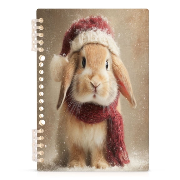 Notebook 8.3x5.7x0.4 Inch Journey Note Diary Hardcover Notebook 60 Pages,80g Paper Writing Smooth and Not Easy to Break Yellow Christmas Bunny