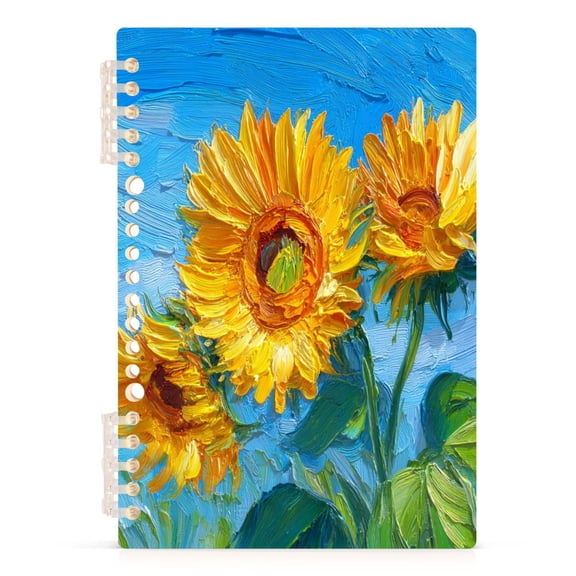 Notebook 8.3x5.7x0.4 Inch Journey Note Diary Hardcover Notebook 60 Pages,80g Paper Writing Smooth and Not Easy to Break Yellow Sunflower Pattern