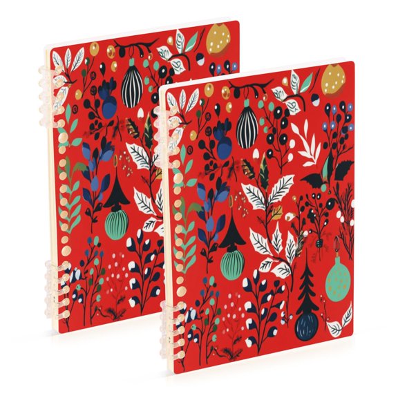 Notebook 8.3x5.7x0.4 Inch One Sizex1 Journey Note Diary Hardcover Notebook 60 Pages,80g Paper Writing Smooth and Not Easy to Break Red Christmas Branches