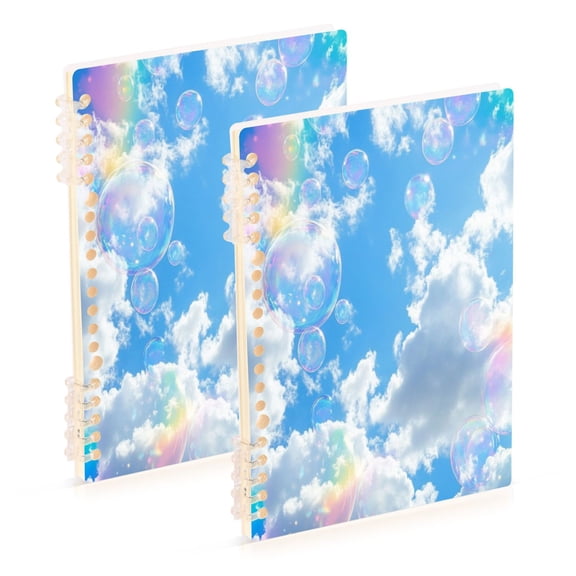 Notebook 8.3x5.7x0.4 Inch One Sizex1 Journey Note Diary Hardcover Notebook 60 Pages,80g Paper Writing Smooth and Not Easy to Break Blue Sky Colorful Bubbles