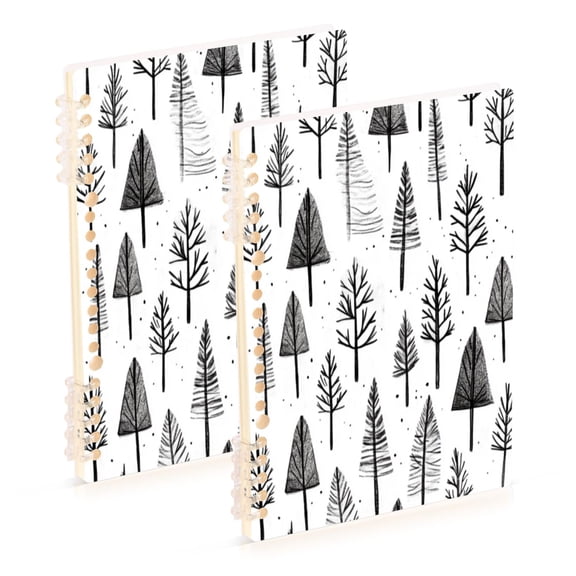Notebook 8.3x5.7x0.4 Inch One Sizex1 Journey Note Diary Hardcover Notebook 60 Pages,80g Paper Writing Smooth and Not Easy to Break Cartoon Black Pretty Little Tree