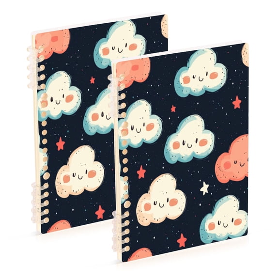 Notebook 8.3x5.7x0.4 Inch One Sizex1 Journey Note Diary Hardcover Notebook 60 Pages,80g Paper Writing Smooth and Not Easy to Break Cartoon Cute Smile Cloud