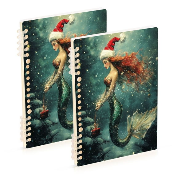Notebook 8.3x5.7x0.4 Inch One Sizex1 Journey Note Diary Hardcover Notebook 60 Pages,80g Paper Writing Smooth and Not Easy to Break Christmas Lovely Mermaid