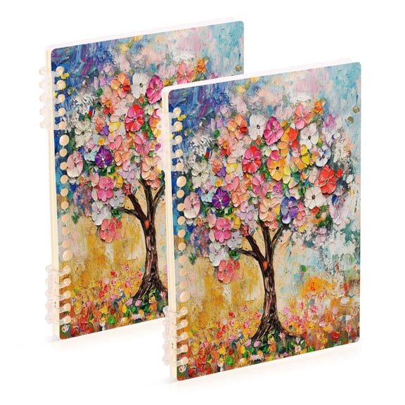Notebook 8.3x5.7x0.4 Inch One Sizex1 Journey Note Diary Hardcover Notebook 60 Pages,80g Paper Writing Smooth and Not Easy to Break Colorful Flower Tree