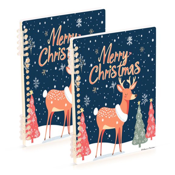 Notebook 8.3x5.7x0.4 Inch One Sizex1 Journey Note Diary Hardcover Notebook 60 Pages,80g Paper Writing Smooth and Not Easy to Break Cute Christmas Deer Picture