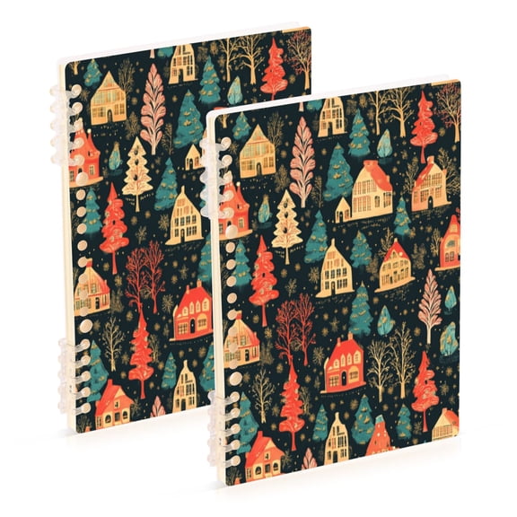 Notebook 8.3x5.7x0.4 Inch One Sizex1 Journey Note Diary Hardcover Notebook 60 Pages,80g Paper Writing Smooth and Not Easy to Break Cute Christmas House Pictures