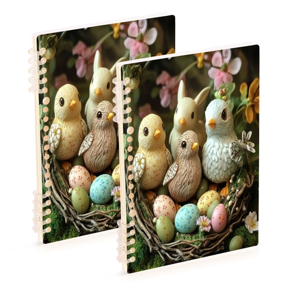 Notebook 8.3x5.7x0.4 Inch One Sizex1 Journey Note Diary Hardcover Notebook 60 Pages,80g Paper Writing Smooth and Not Easy to Break Easter Birds and Eggs